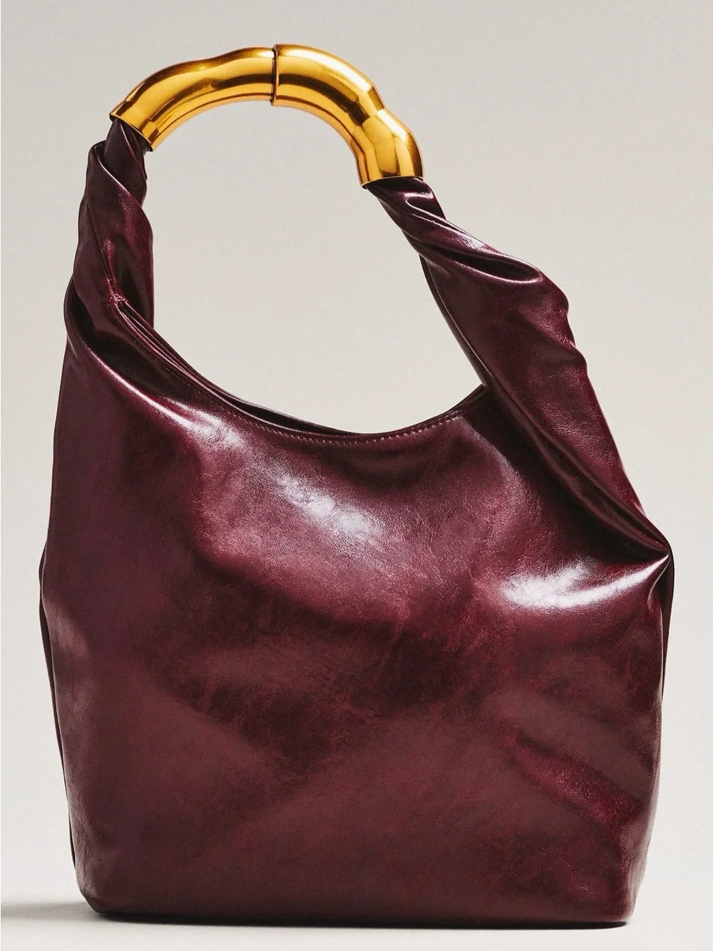 Anthropologie Vegan Leather Gilded Shoulder Bag in Wine NWT